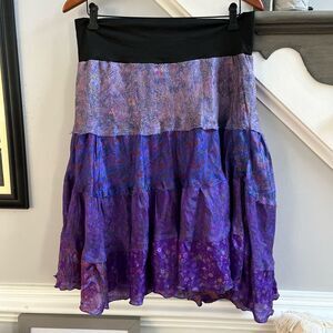 Paradise Purple Tiered Washable Silk Skirt sz M/L EUC